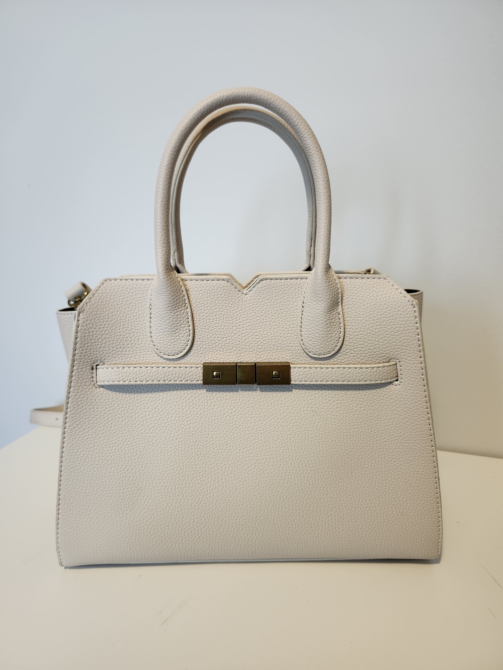 Classic Cream Structured Top Handle Bag Shoulder Bag Hermes Birkin Look A Like